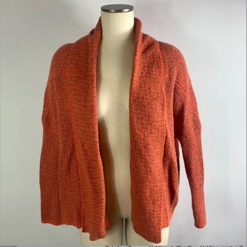 Velvet by Graham & Spencer Orange Cardigan Sweater Size Small Drape Front